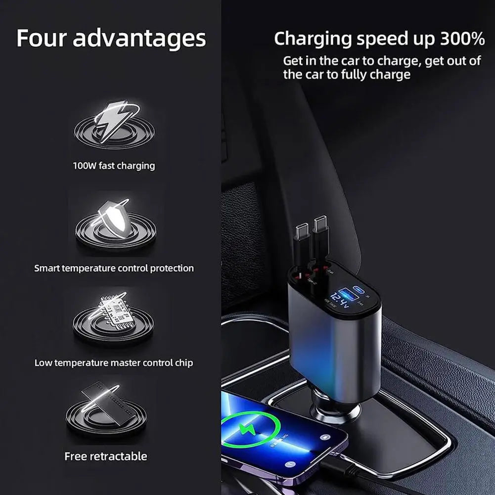 4 in 1 - 100watt Car Charger Phone